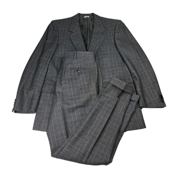 Brioni for Wilkes Bashford 40 Augusto Charcoal Chalk‑Stripe Wool Suit – ITALY‎